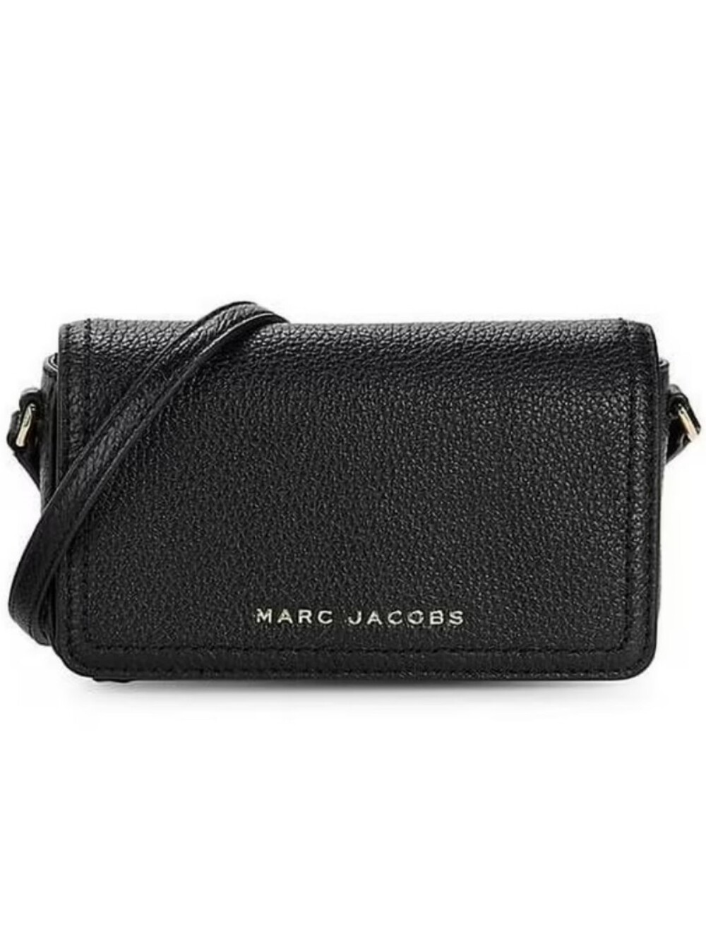 Marc Jacobs Black Pebbled Leather Belt Bag with Gold Logo